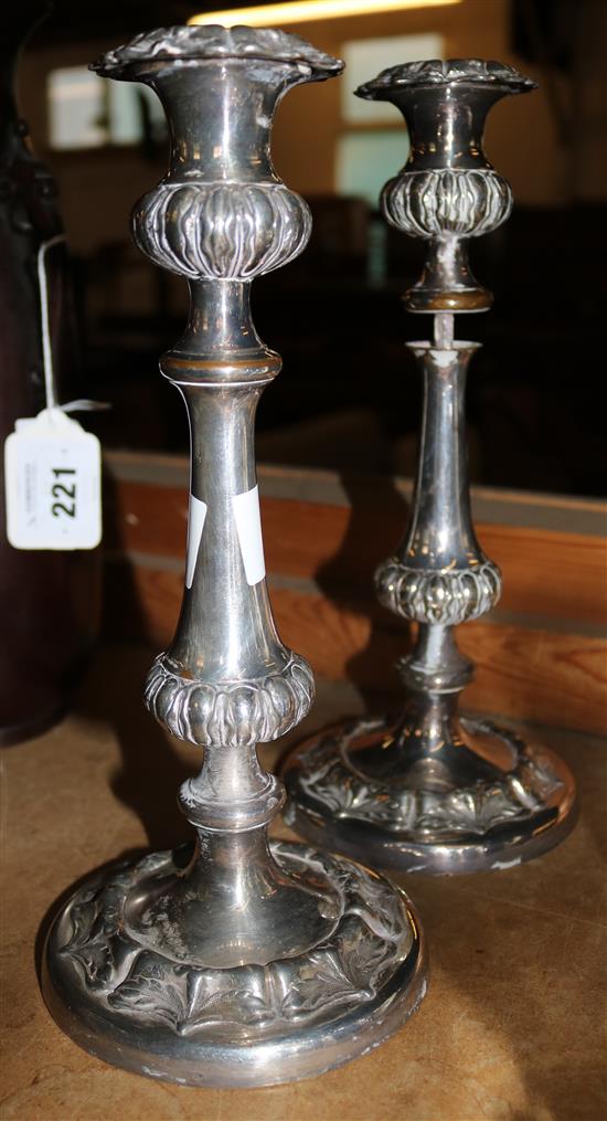 Pair 19th century silver plated candlesticks